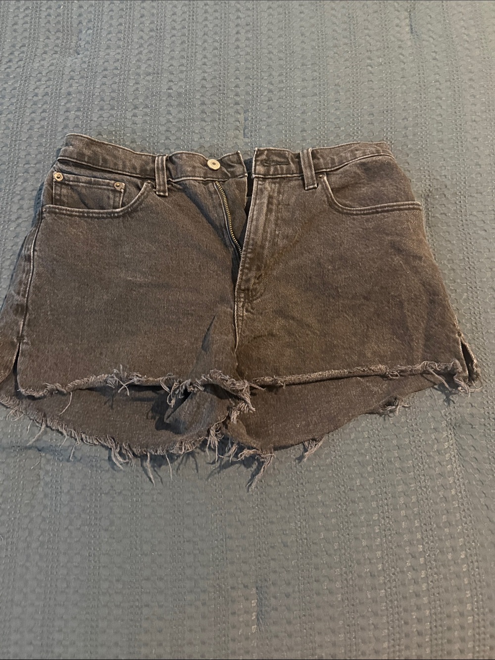 Abercrombie & Fitch Washed Black Frayed Denim Shorts